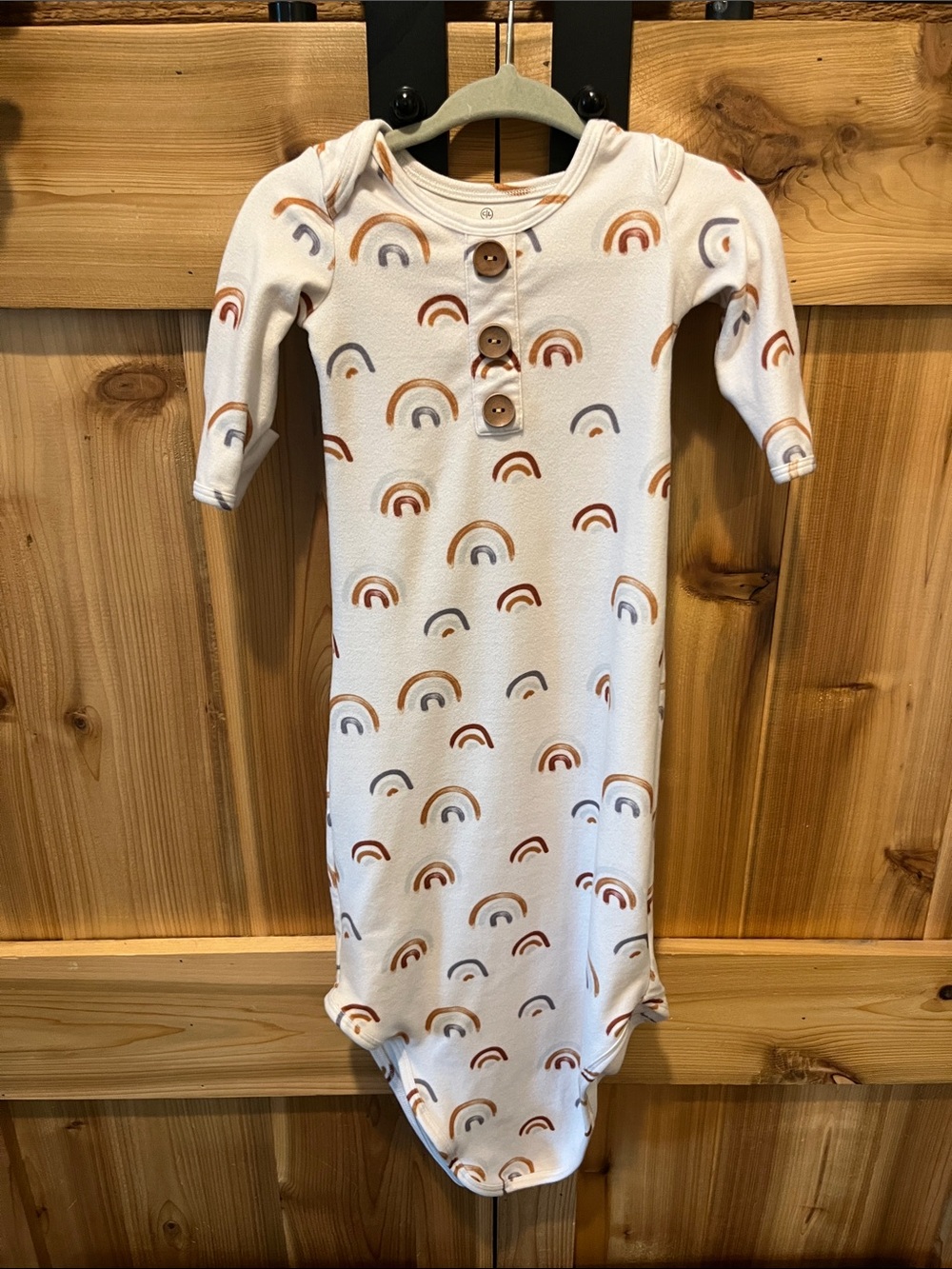 Caden Lane Cream Sleep Sack with Rust and Gray Rainbows